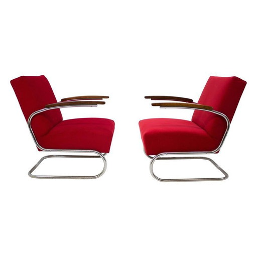 Poltrona vintage in tubolare cromato Type S 411 di Mücke Melder
