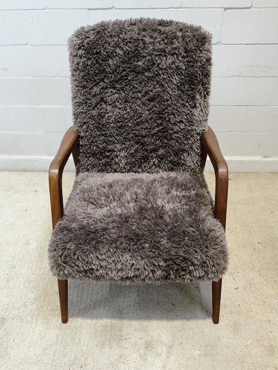 Image 1 of Deens design fauteuil in teddy bekleding 