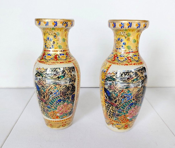 Set 3 Vasi Vintage Geisha Giapponesi Satsuma, Anni '60/'70 – Porcelain (photo 2 of 16)