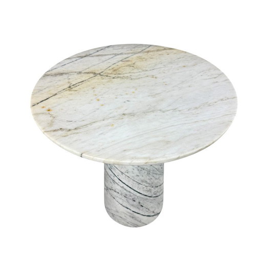 Table d'appoint vintage en marbre – table à piédestal sculpturale en pierre