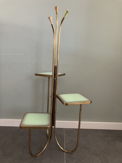 Vintage Messing Plantentafel Mid Century Modern Jaren 50/60