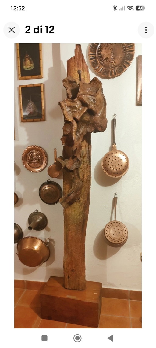 Olive Root Sculpture, Dating Back to 1980, Entitled "SACRED TOTEM" (Palazzo Barberini - Rome Exhibition 1981) (photo 2 of 12)