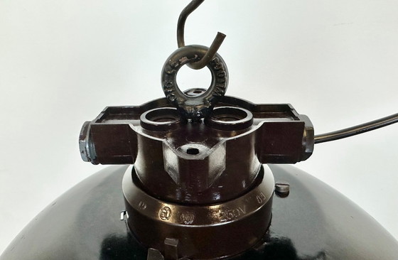 Image 1 of Industrial Black Enamel Factory Pendant Lamp, 1950s