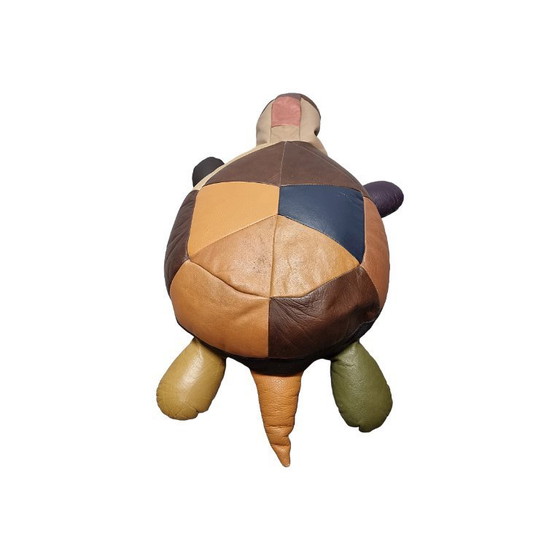 Image 1 of Vintage leather patchwork turtle pouf, 1970s