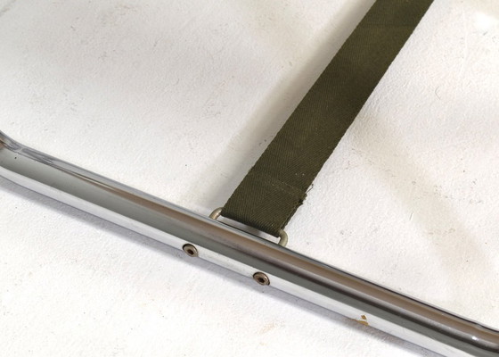 Image 1 of Scandinavische klapstoel in chroom en canvas – jaren 70