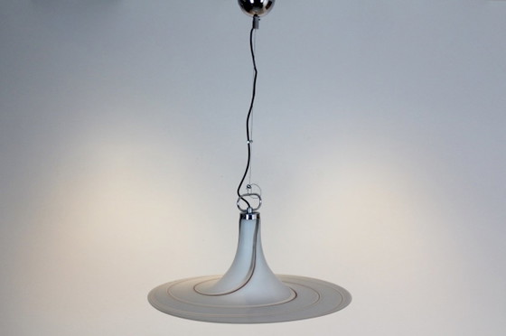 Vetri Murano Wirbelglas Pendelleuchte, Pendelleuchten, Chrom, Italian Design (Foto 8 von 11)