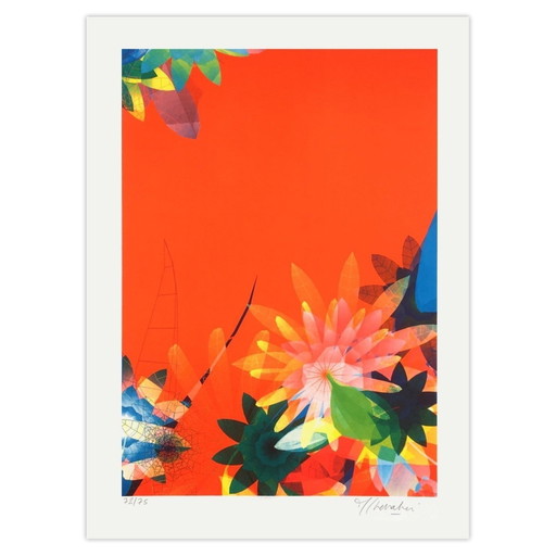 Miguel Chevalier Signed Lithograph Sur-Nature Orange 2007 – lithos zeefdrukken, Paper