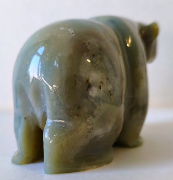 Escultura grote, handgesneden nefriet jade ijsbeer (1,14 kg) – Estilo inuit – Stone (photo 3 of 9)