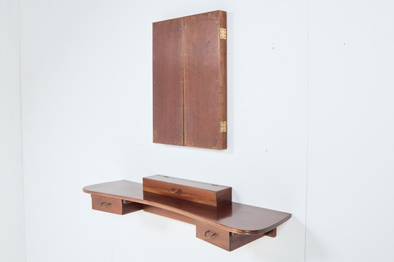 Image 1 of Danish Mid-Century Modern Wall Console with mirror by Frode Holm for Illums Bolighus, 1950’s