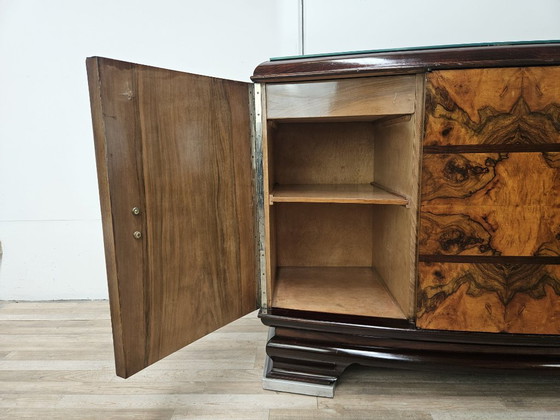 1940s Art Decò Milanese Sideboard in Briar Root and Mirror – Wood (photo 12 of 33)