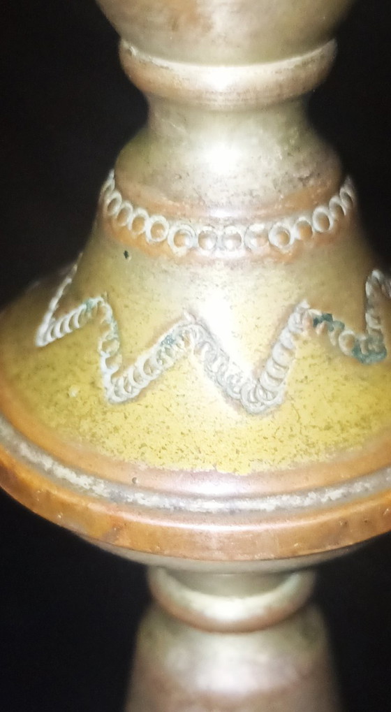 Image 1 of candelabro Bezalel Jerusalem unico - bronzo multitono - Boris Schatz (ca 1920)