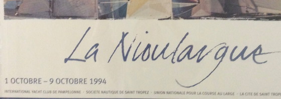 Image 1 of 2 Poster vintage La Nioularge 94 e 95, incorniciati, noce