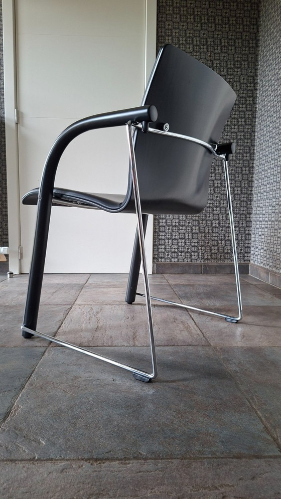 2x Thonet S320 Lederen Stoel – Sillones, Leather, Wood (photo 2 of 12)