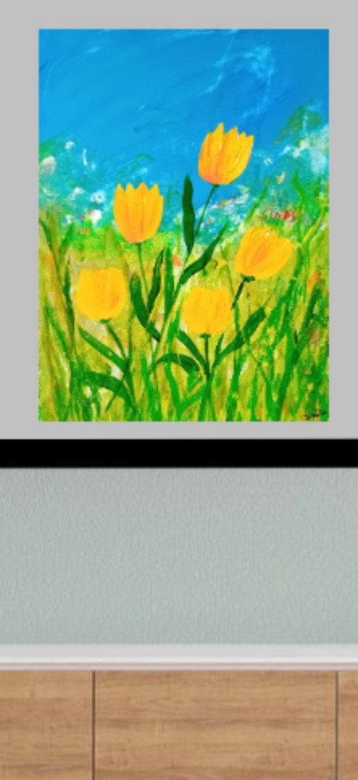 Pintando tulipanes amarillos