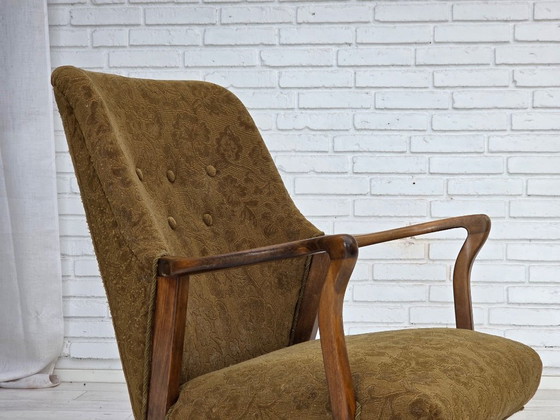 Fauteuil vintage danois des années 1960, en laine et bois de hêtre. – Textile, Wood (photo 3 of 14)