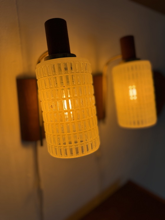 Image 1 of Ensemble de 2 appliques murales danoises vintage, années 1960