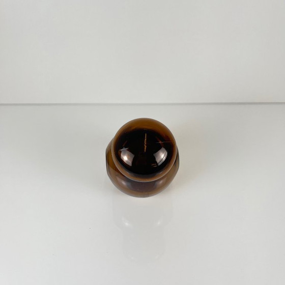 Image 1 of Vorratsglas aus geräuchertem braunem Glas, Lever, Belgien