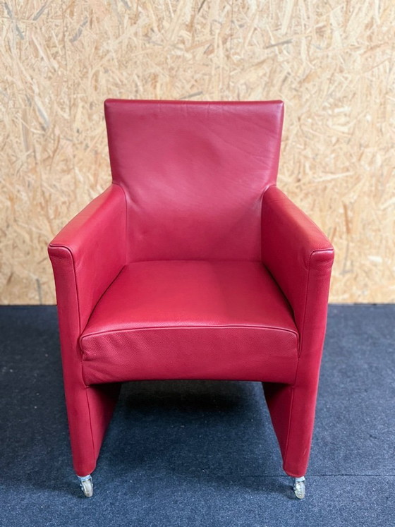 Image 1 of 4 x leren eetkamerstoelen van Bert Plantagie