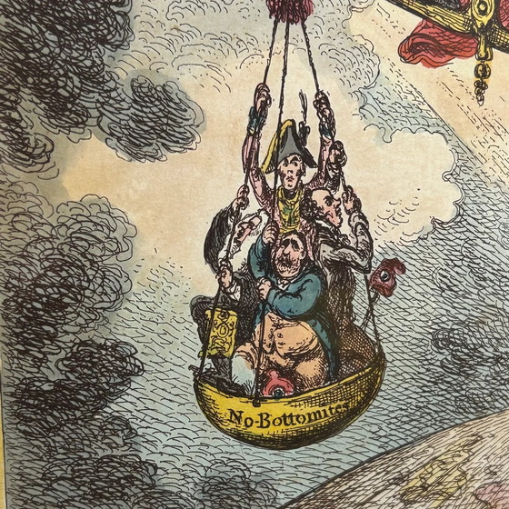Image 1 of Raro originale colorato a mano - L'equilibrio del gabinetto - James Gillray (1757-1815)