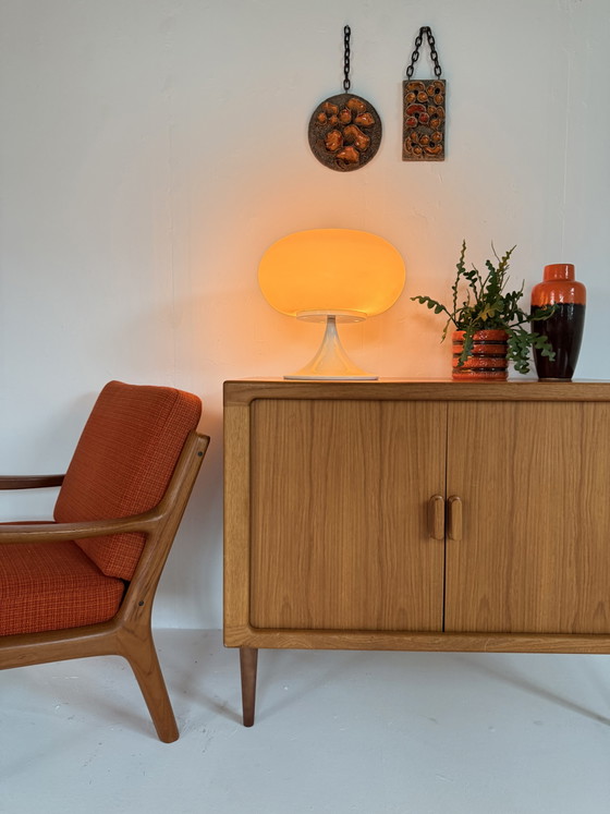Vintage Deense Opaalglazen Donut Lamp ‘70 – Tafellampen, Glass, Plastic (photo 6 of 11)