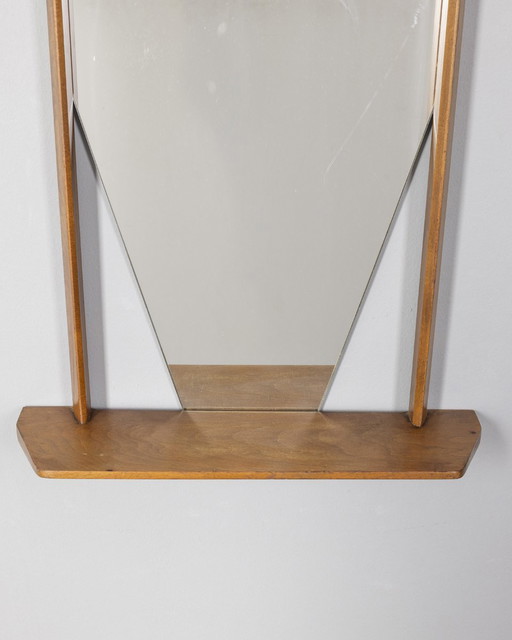 Italian design 1960s vintage wall mirror with shelf