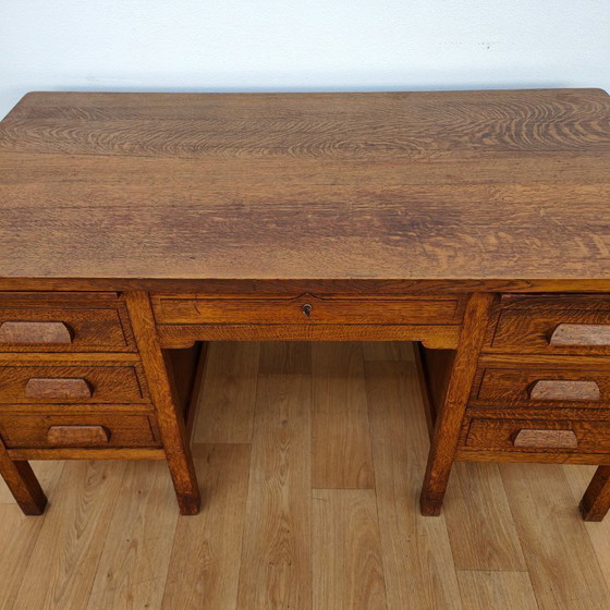 Image 1 of Antique wooden banker's desk desk workstation