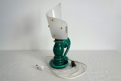 1950s ceramic and plastic table lamp
