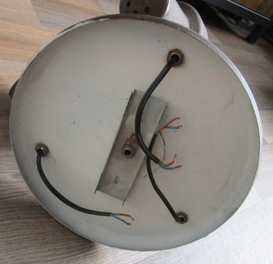 Image 1 of Vintage brown metal ceiling lamp with three adjustable spotlights.