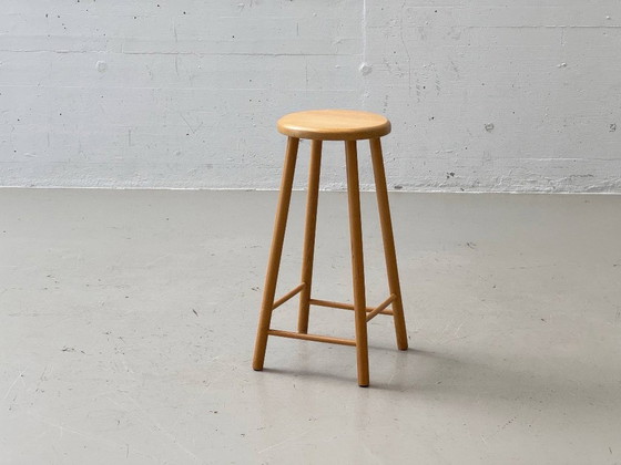 Sgabello da Bar Vintage in Legno Massiccio – Forma Semplice Mid-Century – Sgabelli (photo 2 of 11)