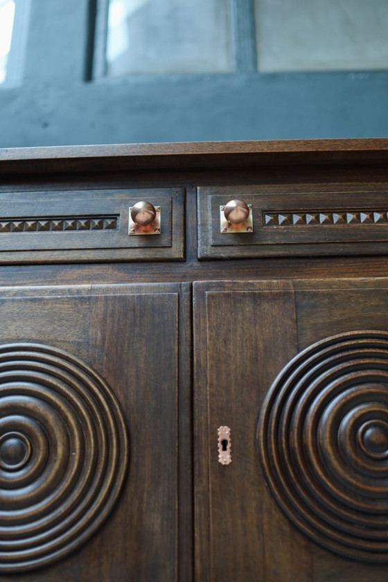 Image 1 of Charles Dudouyt Oak Credenza - 1950s French Mid-Century Modern Furniture