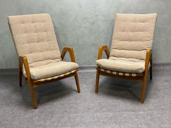 Image 1 of Coppia di Poltrone di Jan Vaněk, anni '40, Completamente Restaurate, Cecoslovacchia