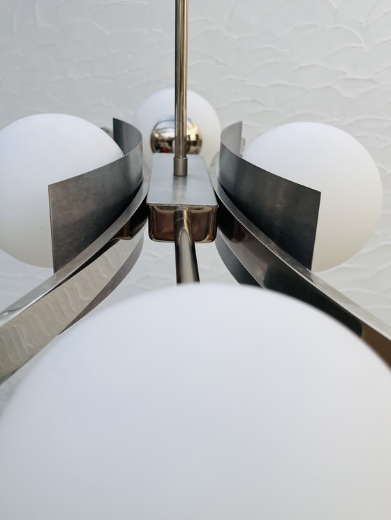 Image 1 of Lámpara de araña con 4 opalinas de la era espacial