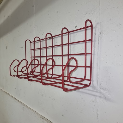 2x Red Metal Coat Stand From The 1970s From Tomado