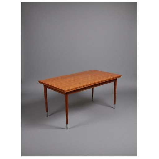 Vintage Scandinavische uitschuifbare eettafel in teak