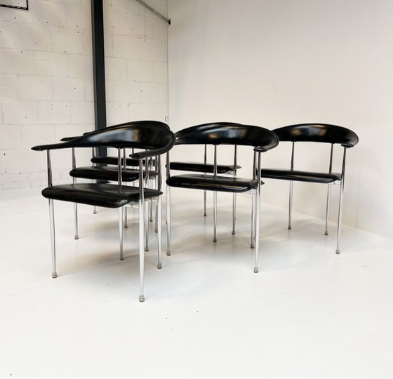 Image 1 of Set of 6 P40 chairs by Giancarlo Vegni for Fasem, 1980s
