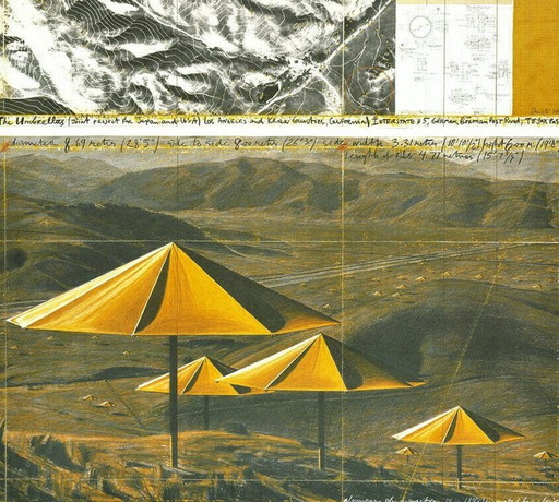 Christo Yellow Umbrellas – lithos zeefdrukken, Paper (photo 2 of 5)