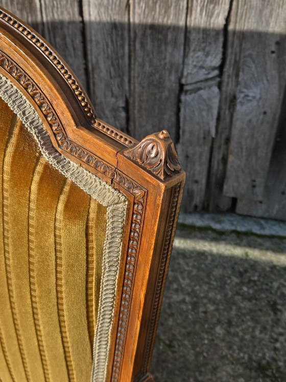 Image 1 of French Antique green Velvet Sofa - Solid Wood Lounge Seater-Claude Sené Style - Louis XVI-late 1900th