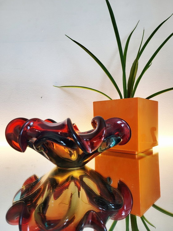 Image 1 of Bol de cristal multicolor de Murano, técnica Somserso, Italia, década de 1970.