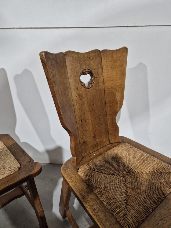 Image 1 of 4 Stühle im Stil des Brutalismus mit Sitzfläche aus Binsen