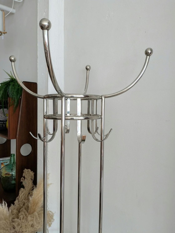 Vintage design, standing coat rack – Chrome, Aluminium (photo 5 of 5)