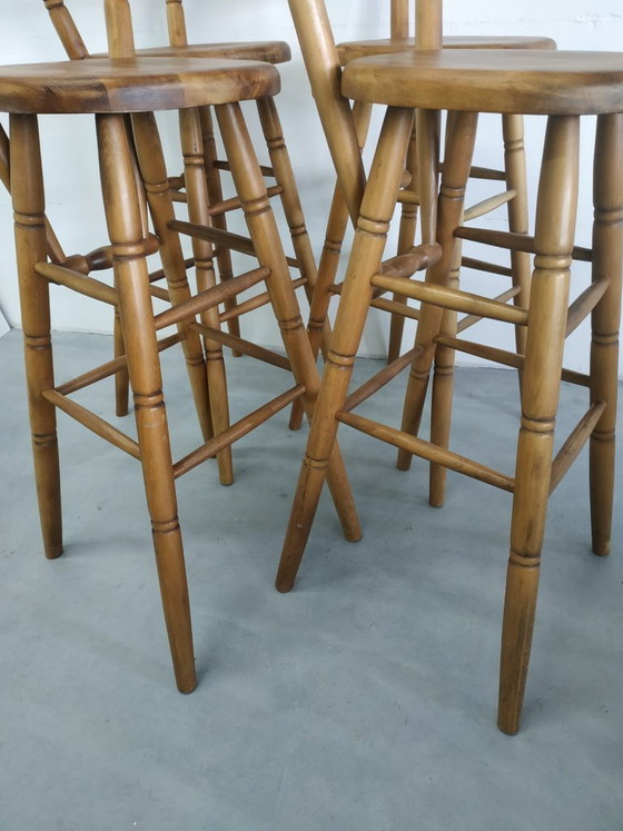 Image 1 of Set Van 4 Jaren Vintage 70 'Farmhouse Style' of Brutalist Style Barkrukken