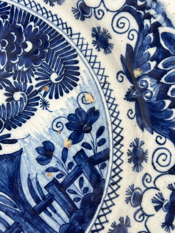 Image 1 of Antieke 18e eeuwse Delfts blauwe Theeboom schotel - De Porceleyne Klaauw