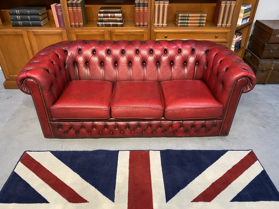 Chesterfield 3+2 Zit Bankstel Oxblood Rood – winchter, Banken, Leather (photo 3 of 7)