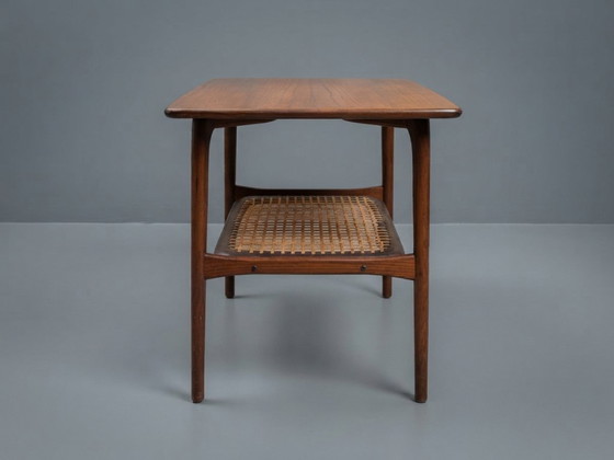 Louis Van Teeffelen Wébé Table d'appoint Ella – Teck Et Rotin, Années 60 – Tables d'appoint, Wood (photo 3 of 6)