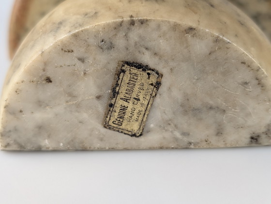 Image 1 of Fermalibri a forma di fungo in alabastro, Italia, anni '60