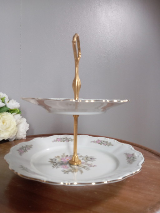 Cake server / display 🍰, porcelain with flowers Seltmann weiden 1950