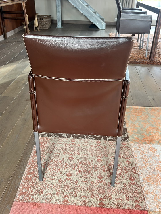 Image 1 of 6 sillas de comedor de diseño KFF, cuero genuino, opción para 2 taburetes de bar adicionales