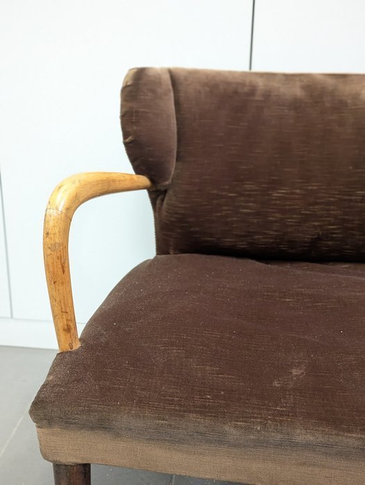 Image 1 of Paire de fauteuils, années 1940, bois, tissu