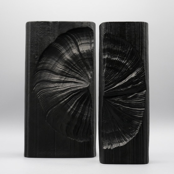 Image 1 of Martin Freyer Rosenthal Studio Line Brutalist Bisque Porcelaine Noire Vase Duo