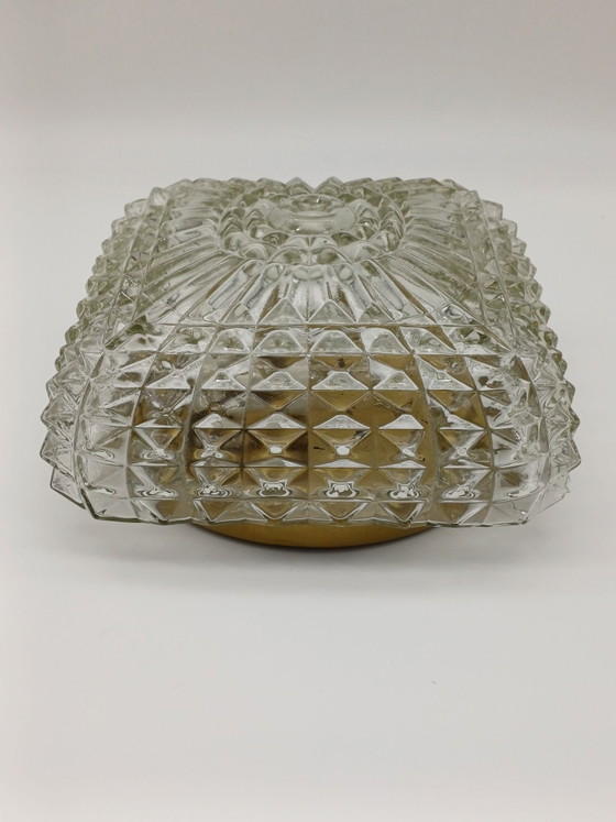 Plafoniera vintage, Illuminazione, Vetro, Metallo, Dorato (foto 4 di 10)